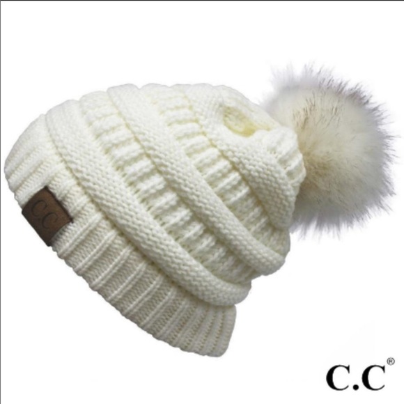 C.C Knit Ribbed Pom Pom Beanie Assorted Colors - Picture 6 of 9